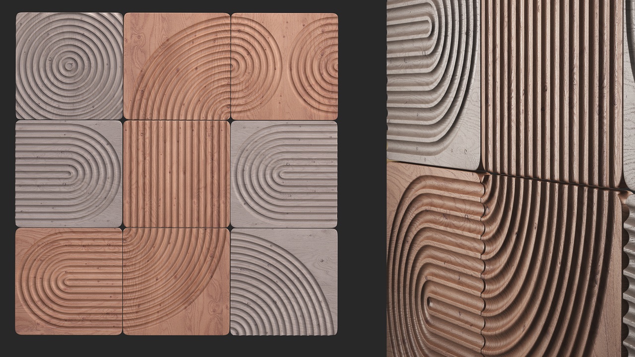 Media 1 for listing Modular Wood Carved Wall Panels