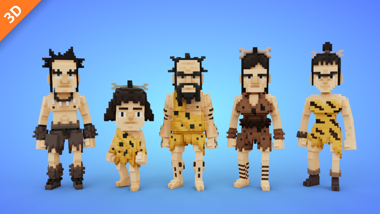 Media 1 for listing Neanderthal Voxel Characters Pack