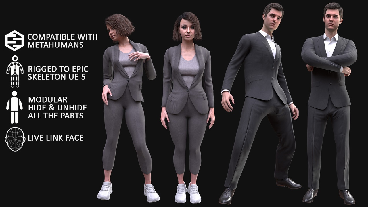 出品Men's and Women's business suits - Modular - Riggedのメディア1