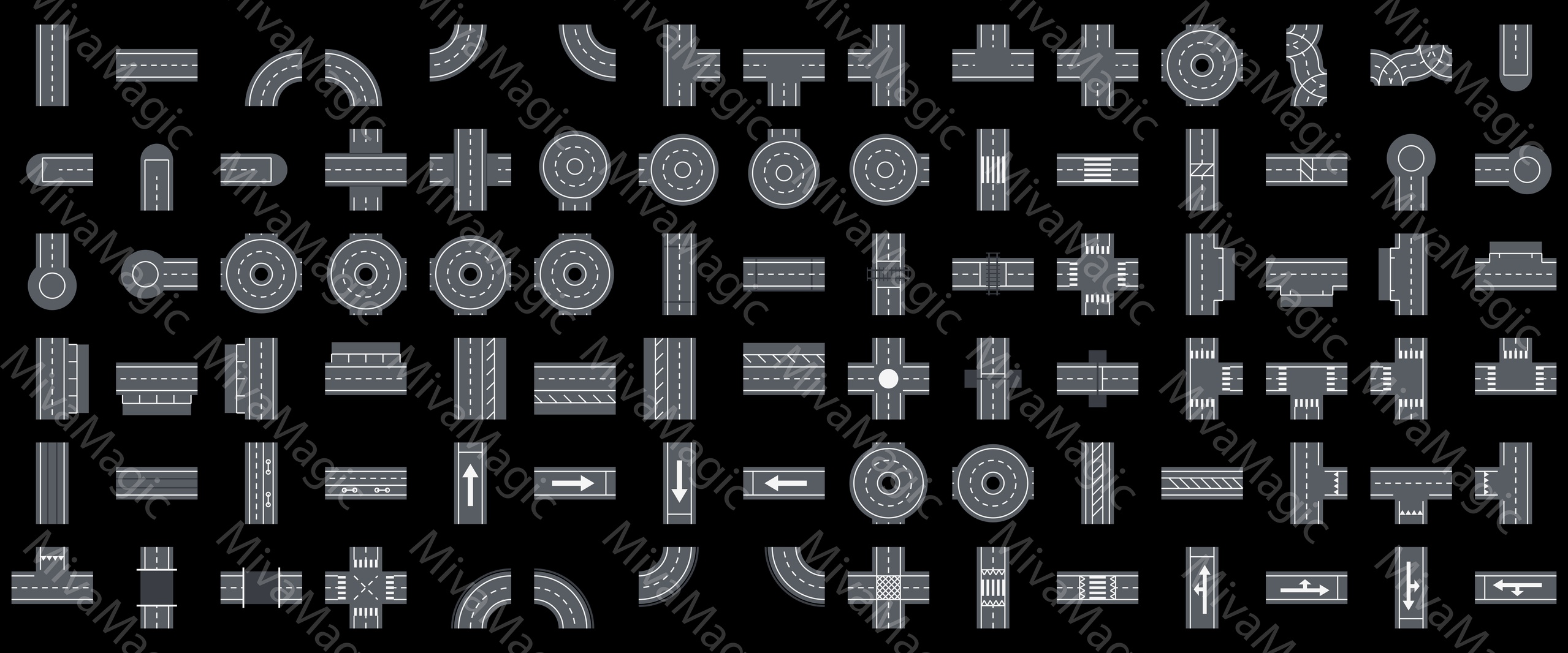 Media 1 for listing Modular Road Tile Pack — Top-Down Intersections & Roundabouts
