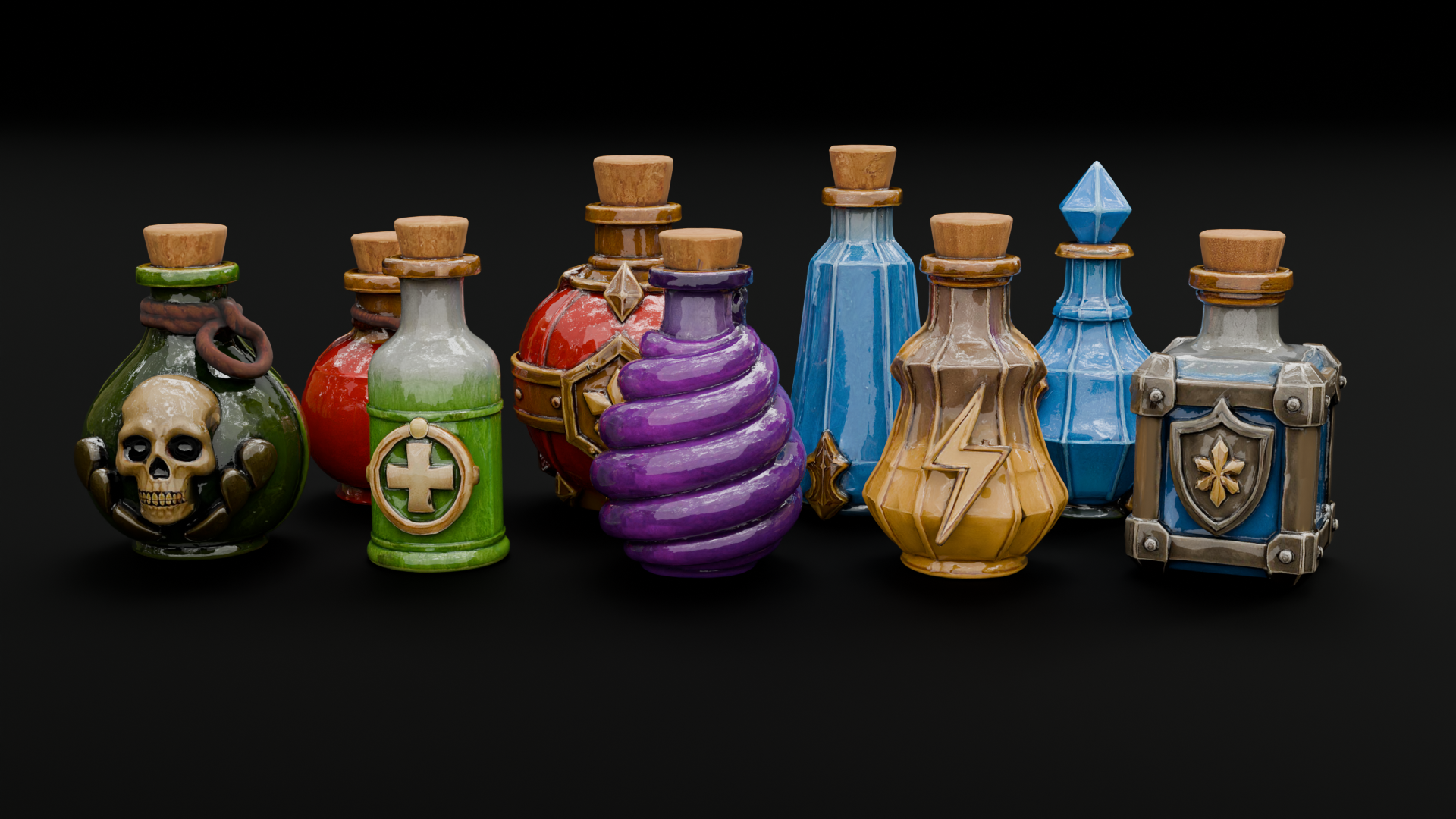 Potion Pack - 9 Unique Bottles | Fab