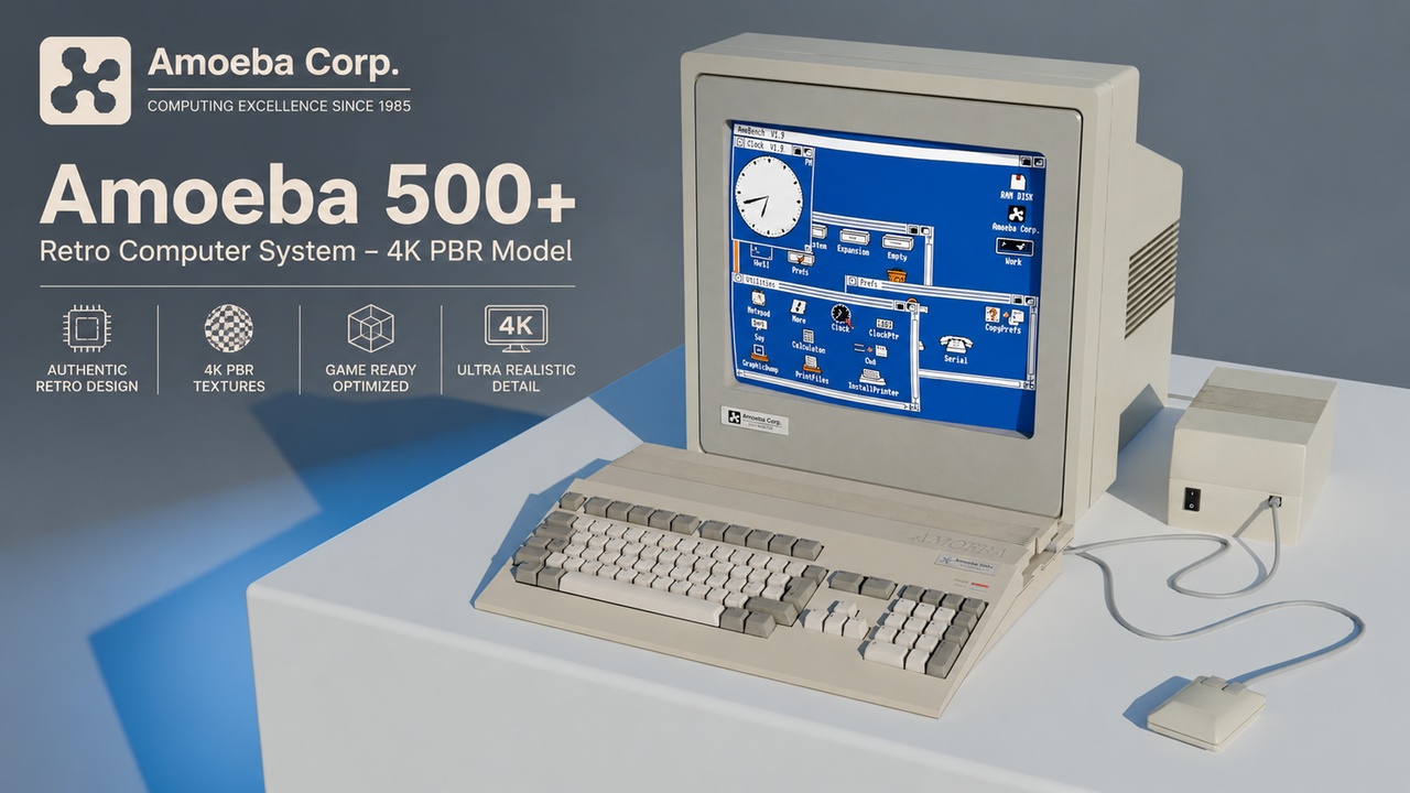 Media 1 for listing Amoeba 500+ Retro Computer System โ 4K PBR Model ๐ฅ๏ธ