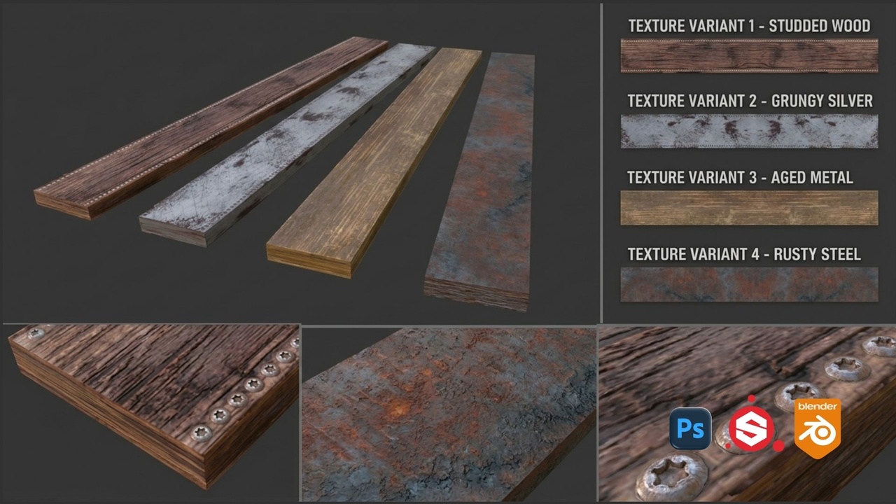 Media 1 for listing Construction Beams Pack | Wooden & Steel Structural Props | PBR Game Assets