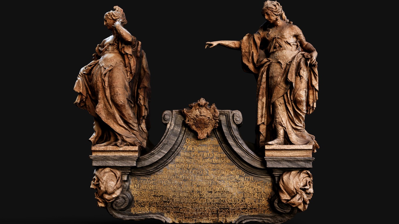 Media 1 for listing ancient woman marble figures arch entrance PBR photogrammetry
