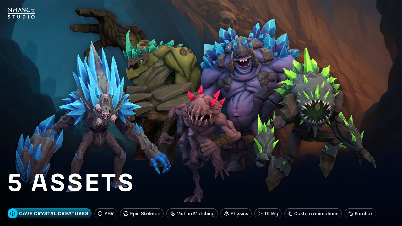 Media 1 for listing Stylized Cave Crystal Creatures Pack
