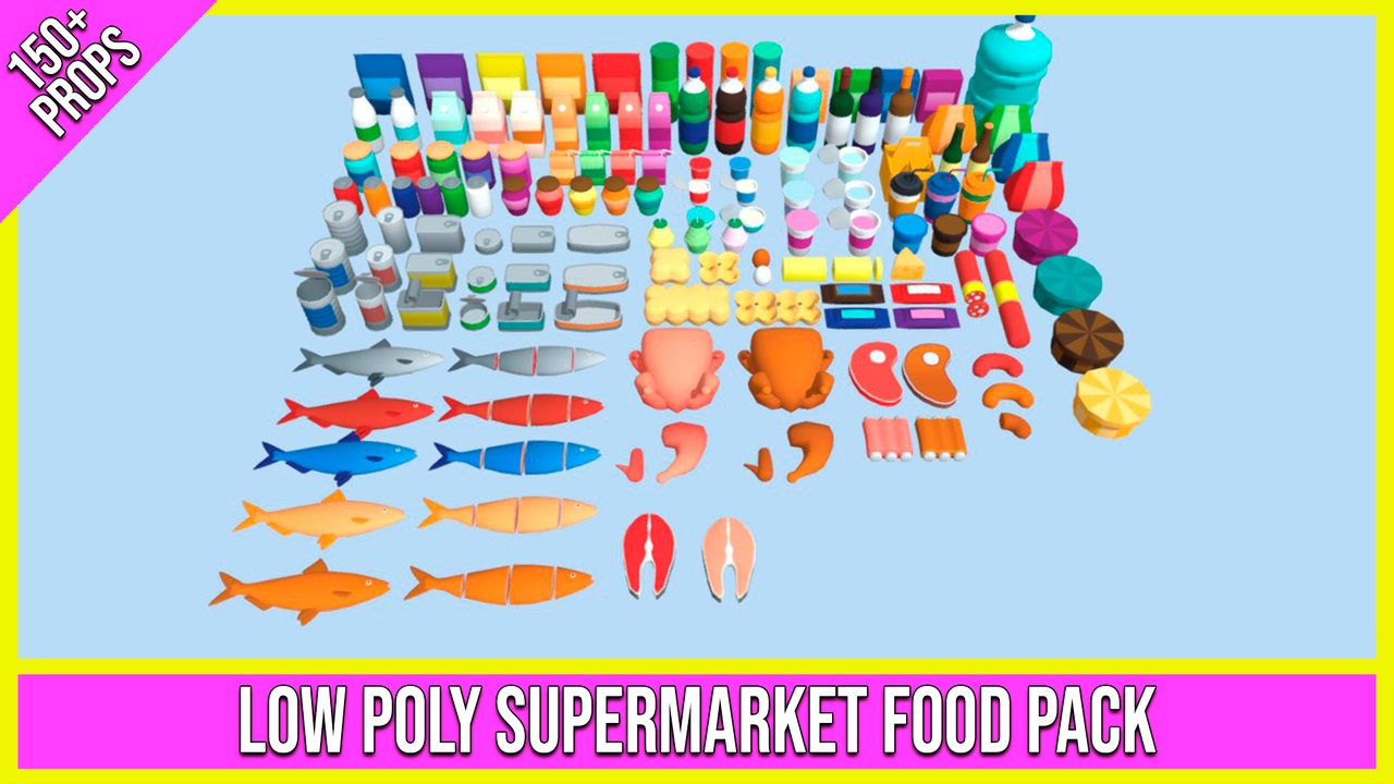 Media 1 for listing Low Poly Supermarket Food Pack (150+ Props)
