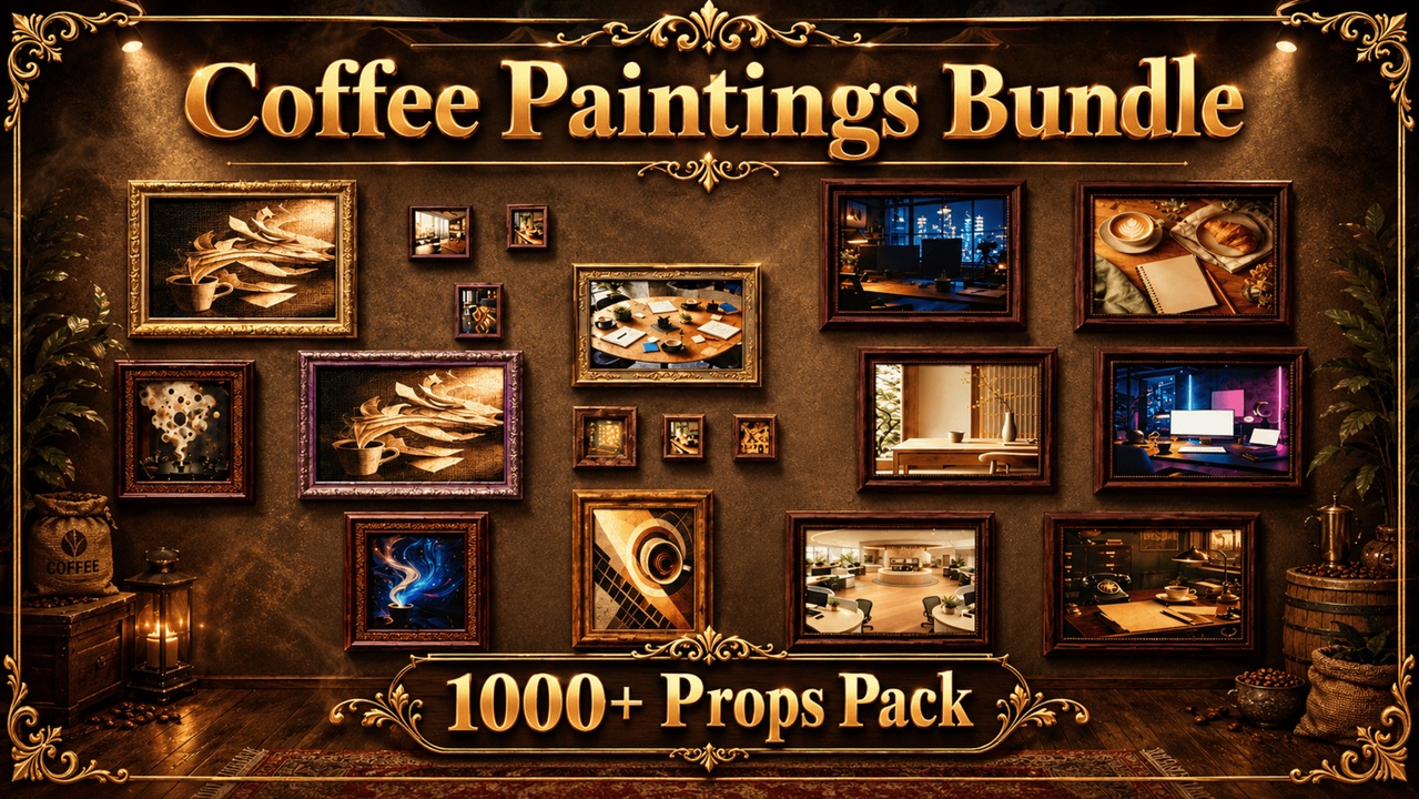 Media 1 for listing Coffee Interior Paintings and Wall Furniture Bundle