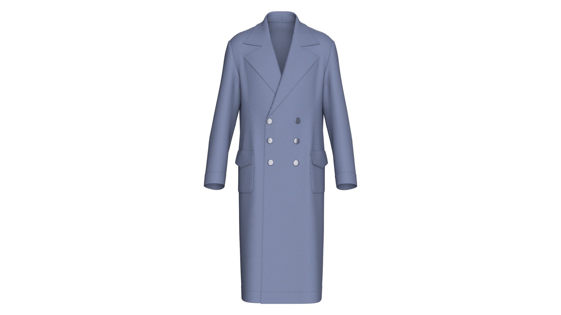 Media 1 for listing Men Double - Breasted Long Overcoat | High Poly