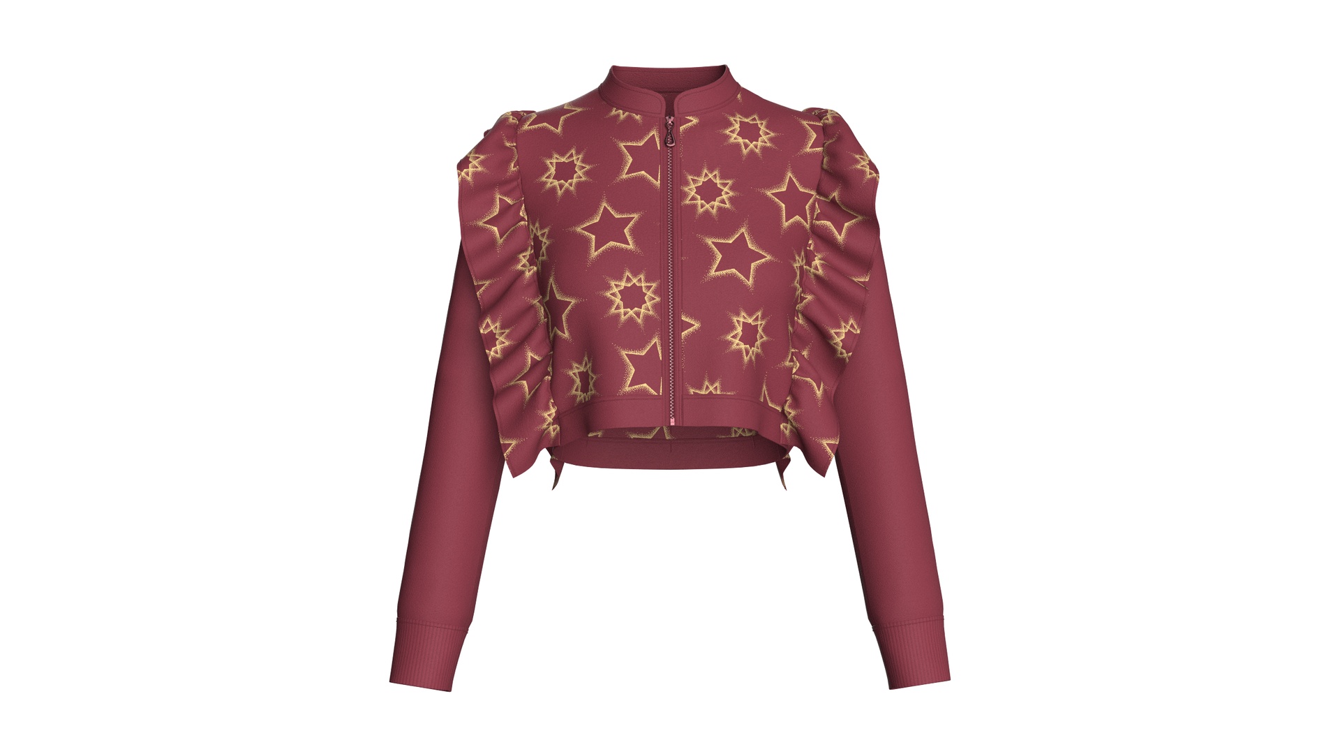 Media 1 for listing Girls Star Printed Cropped Ruffles Jacket | High Poly