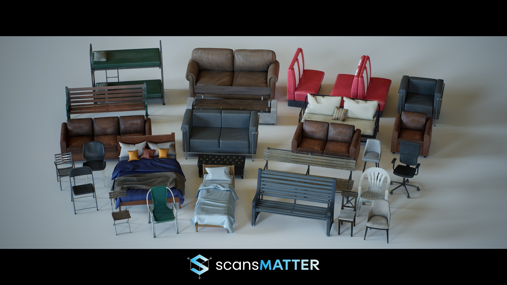 Media 1 for listing Seating & Beds Kit - Game-Ready, Seating & Bedding 3D Assets