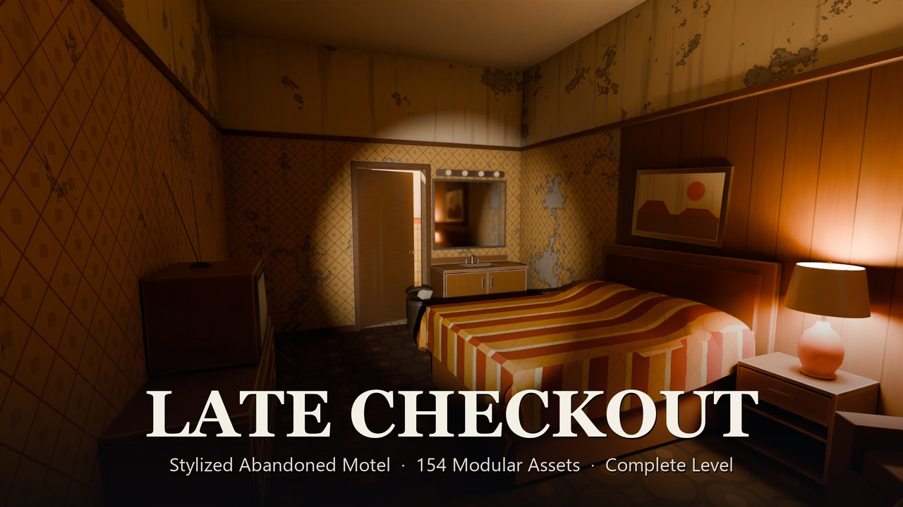Media 1 for listing LATE CHECKOUT — Stylized Abandoned Motel (Modular Horror Environment)