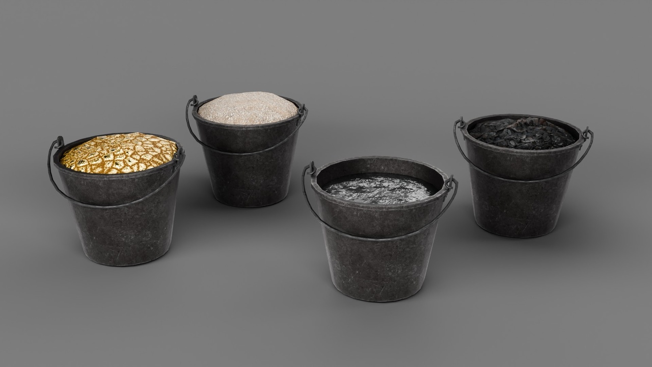 Media 1 for listing Stylized Dark Metal Bucket with Resources