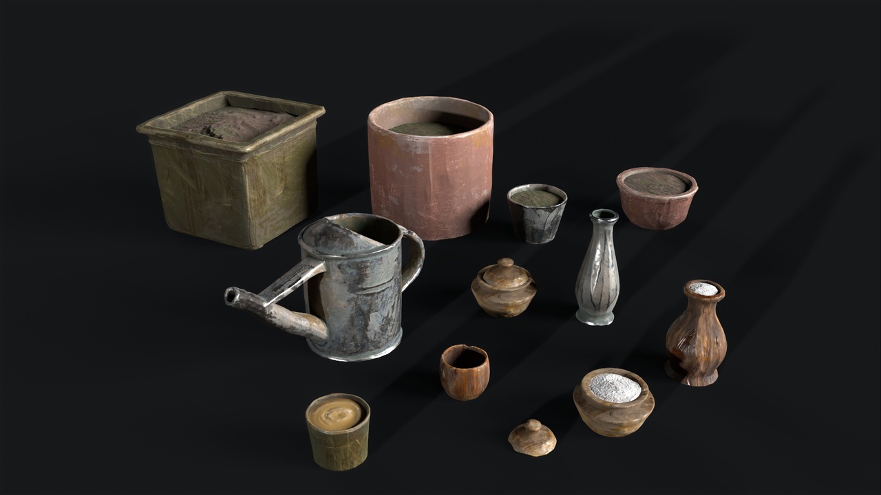 Media 1 for listing Watering Can & Salt Box – Detail Props for Garden & Kitchen