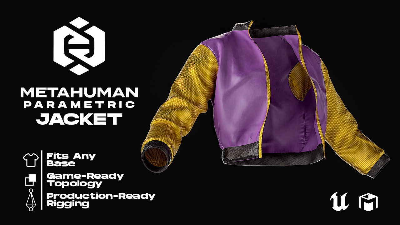 Media 1 for listing MetaHuman modern Sci-Fi jacket - Parametric MetaHuman Clothing MHPKG