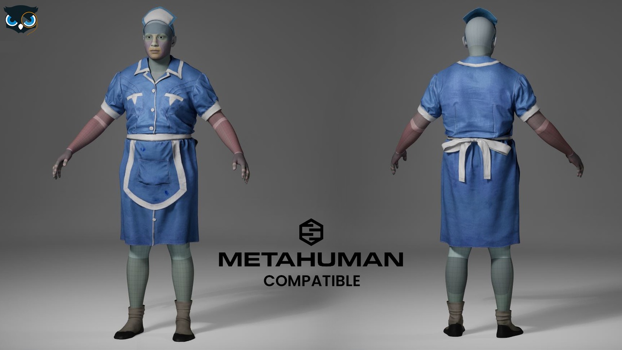 Media 1 for listing Metahuman Compatible Realistic Blue Apron Dress