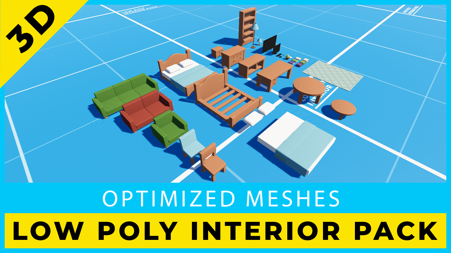 Low Poly Interior Pack – Stylized Furniture Set | Fab