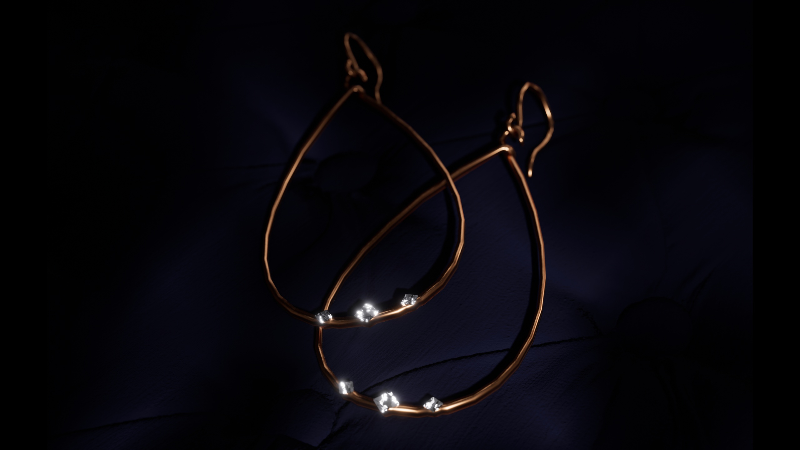 Media 1 for listing Diamond Earrings- With Physics (Teardrop Hoop Style Jewellery)