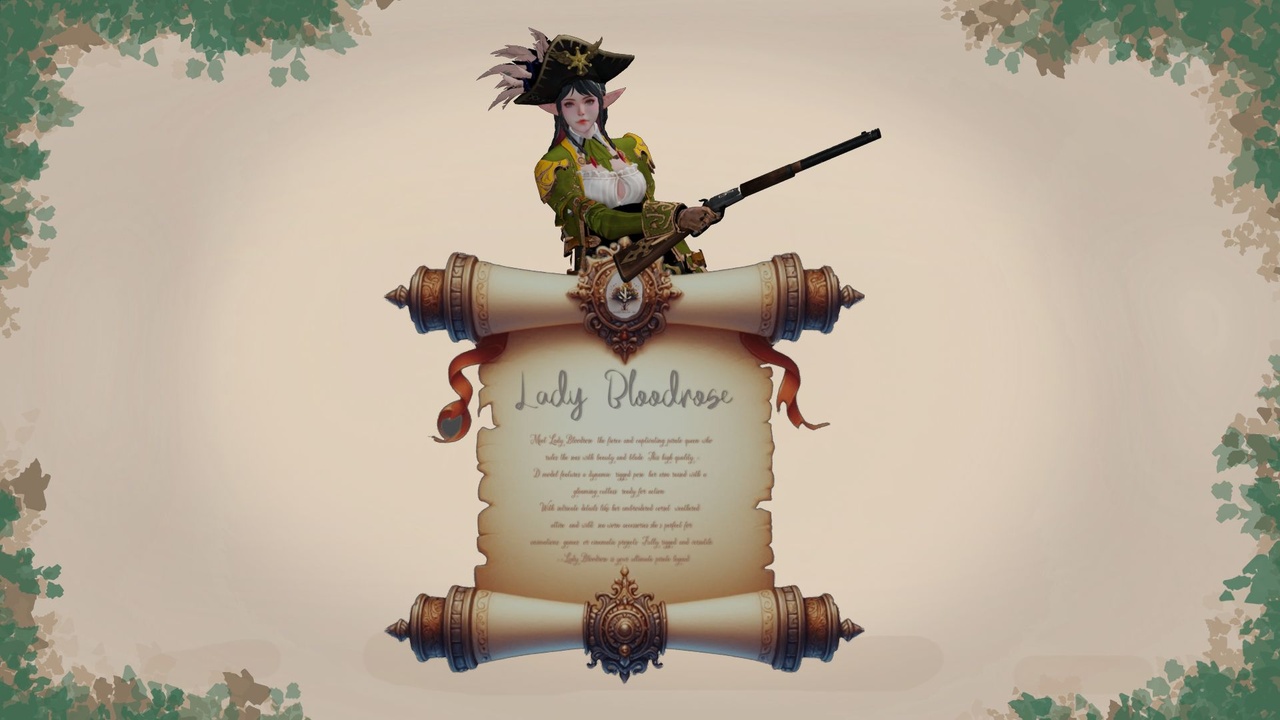Media 1 for listing Lady Bloodrose - Female Pirate 3D Model | Fantasy Character for Games and Render