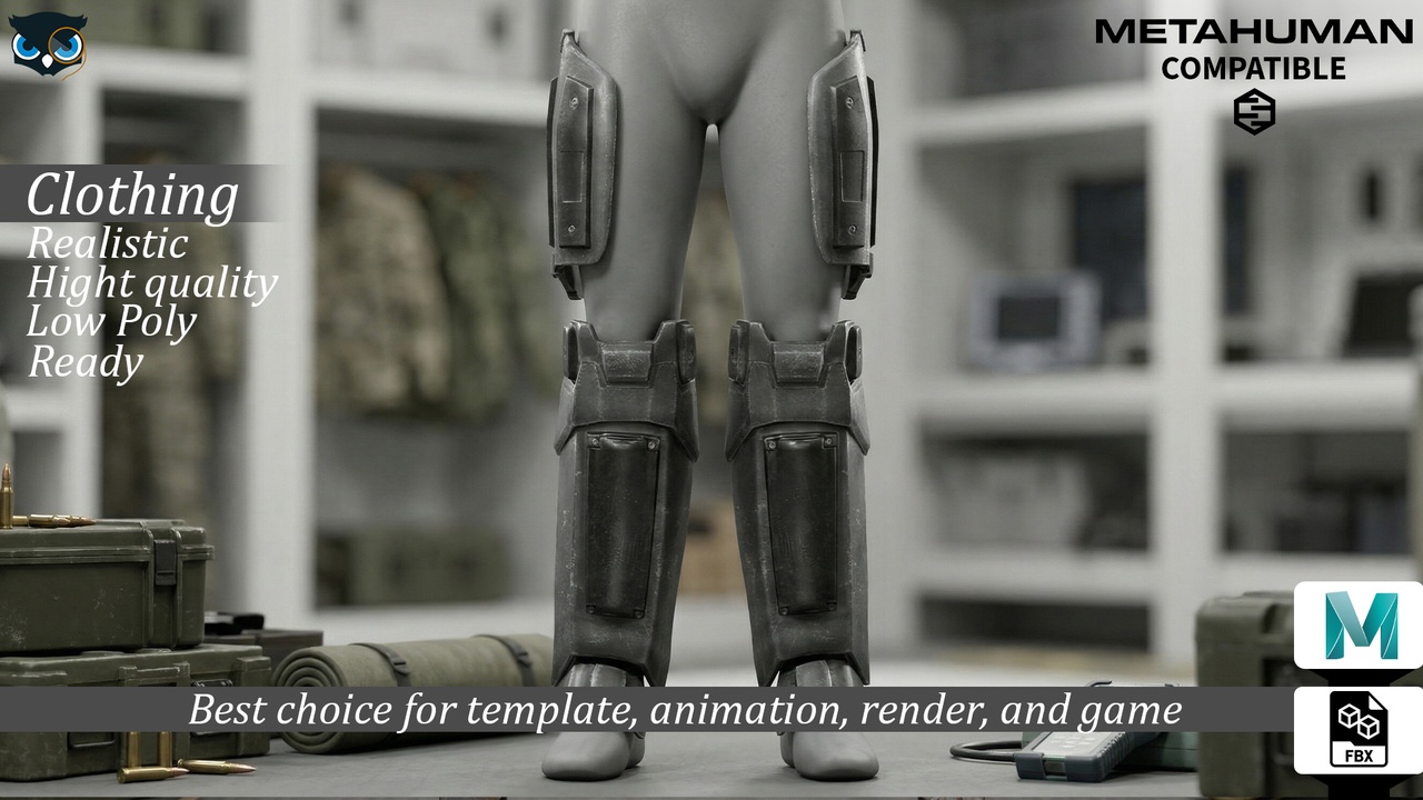 Media 1 for listing SciFi Tactical Leg Armor  Modular Combat Greaves and Thigh Plates