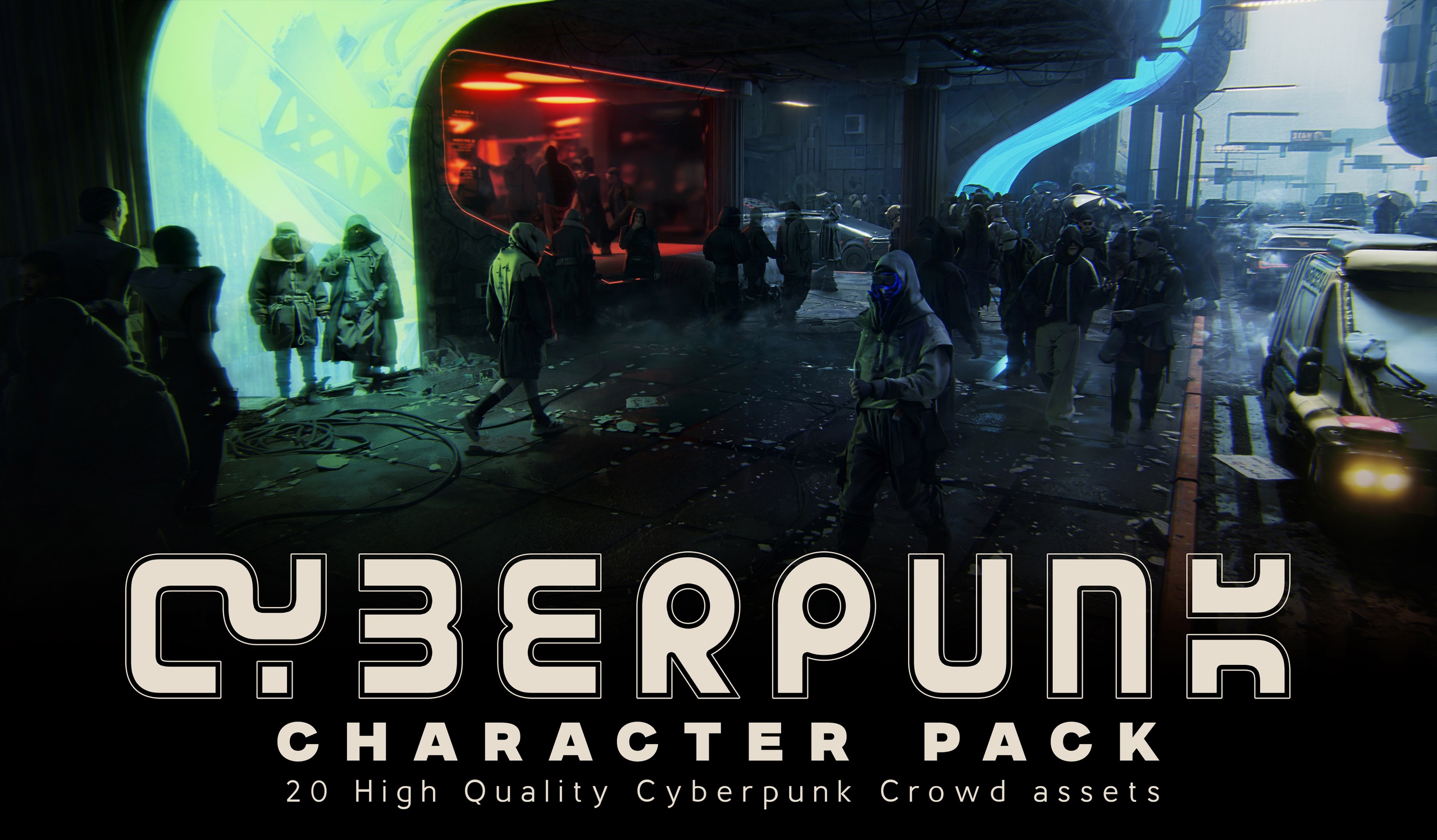 Cyberpunk Street Crowd – Modular Character NPC Asset Pack | Fab