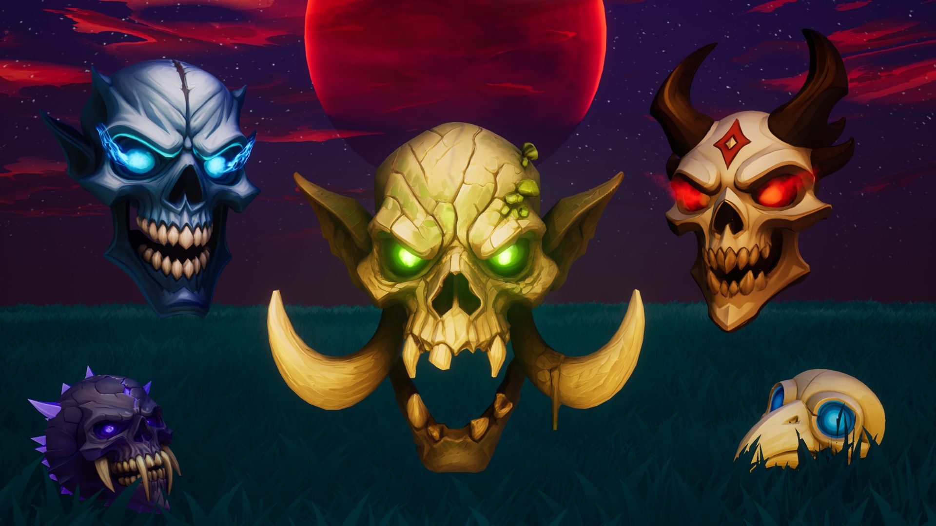 Media 1 for listing Stylized Skulls Pack – Lowpoly Fantasy Prop Pack
