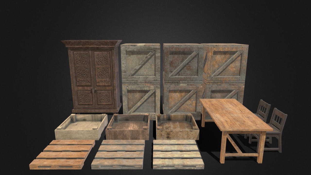 Media 1 for listing Wood Props | Low-Poly Game Assets