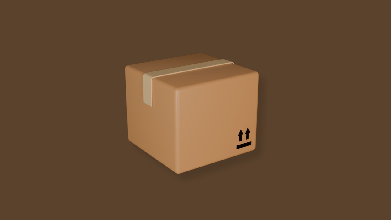 Media 1 for listing Low Poly Cardboard Shipping Box