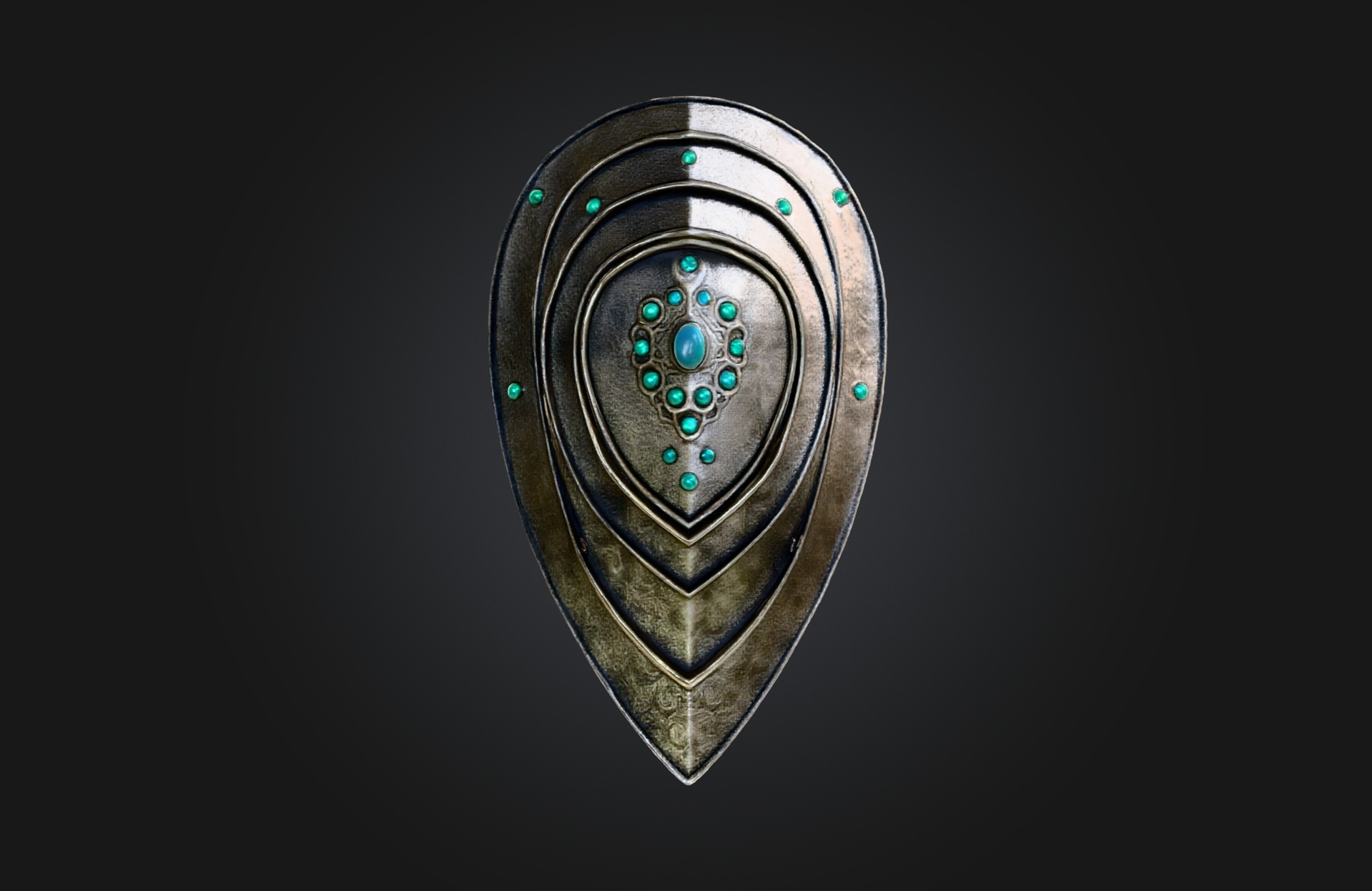 Media 1 for listing Ornate Fantasy Shield – Ancient Gem-Inlaid Defender (Game-Ready 3D Model)