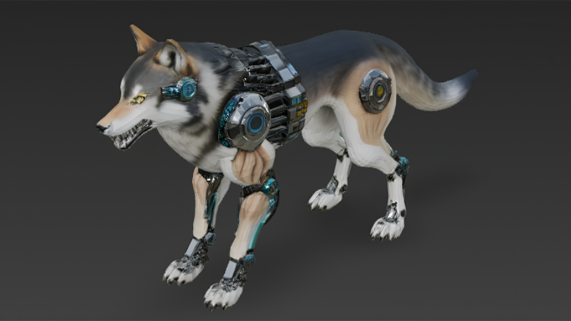 Cyber Wolf Creature Model Low-poly | Fab