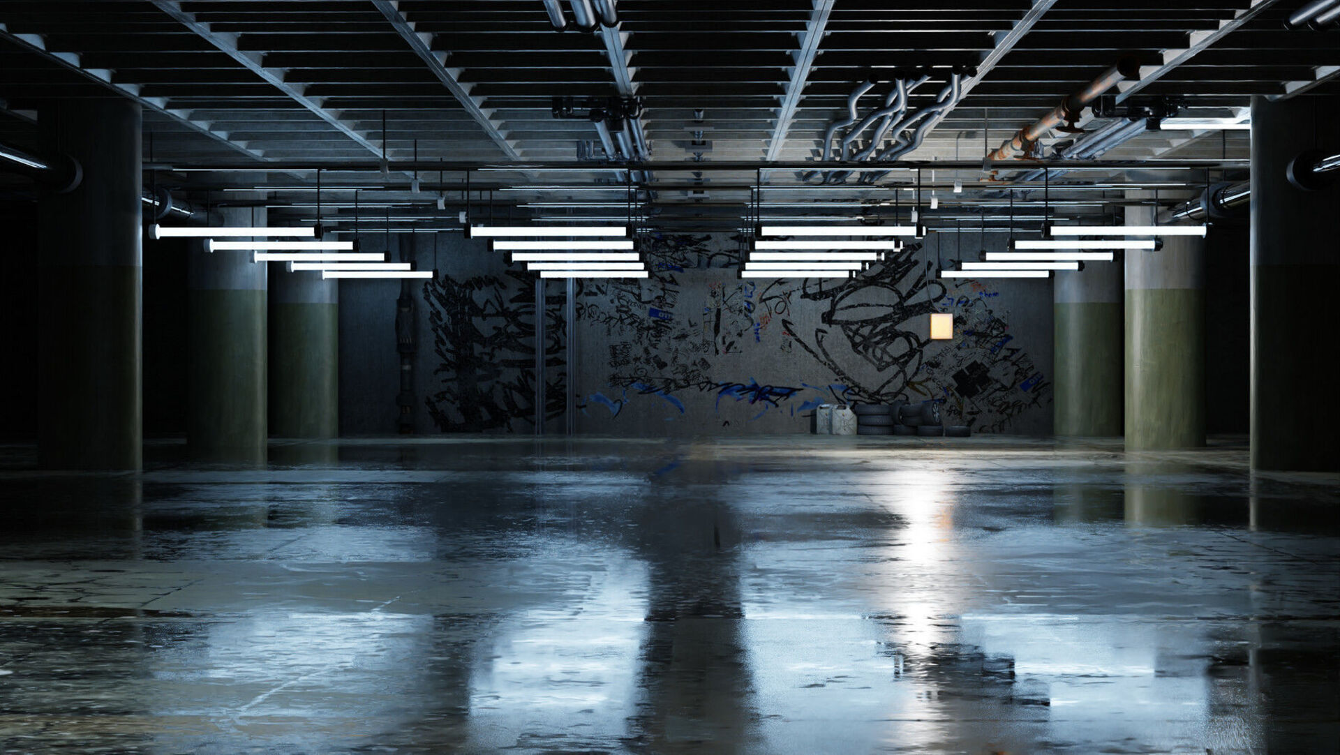 Atmospheric Underground Garage - Modular Cinematic Interior (PBR) | Fab