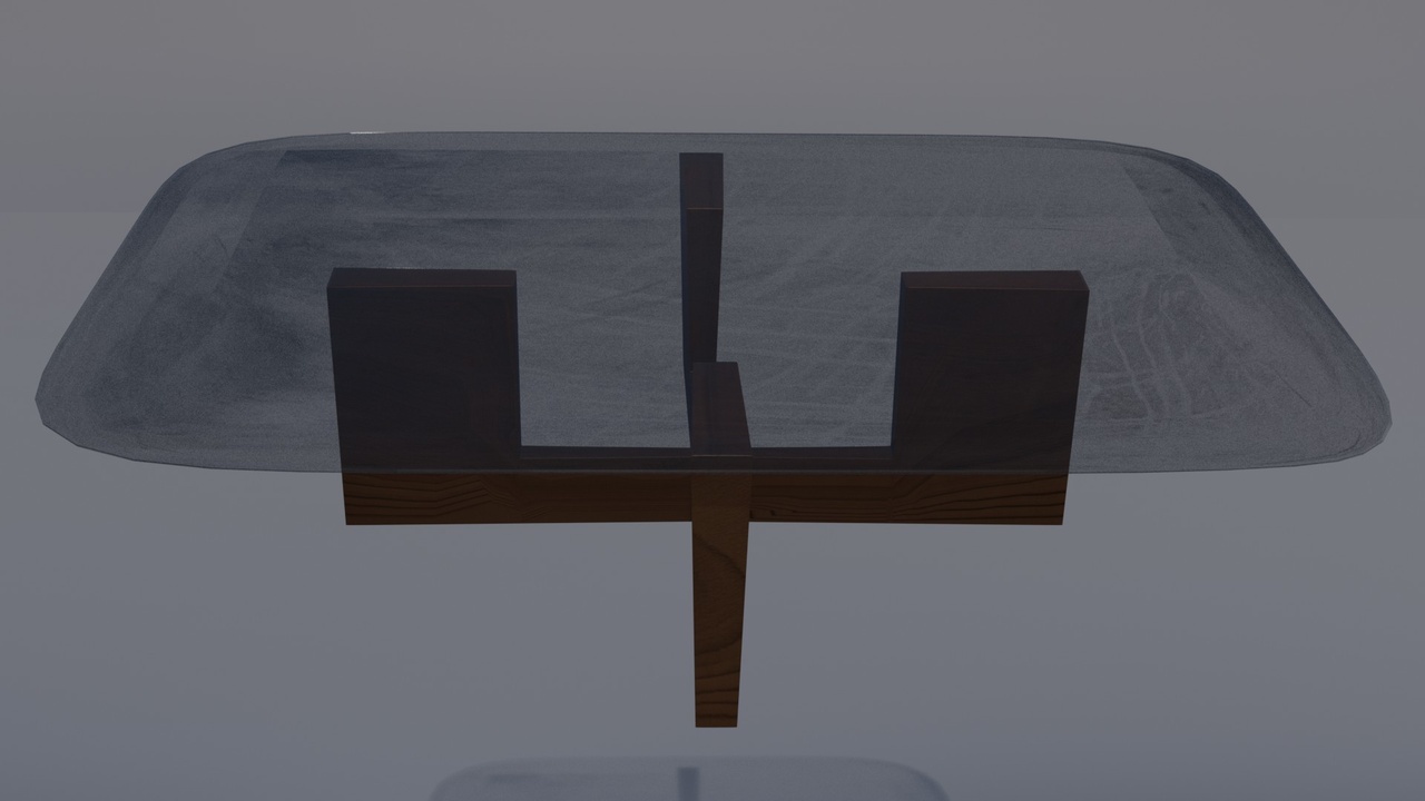 Media 1 for listing Modern Minimalist Glass Center Table | Wooden Base Coffee Table | Low Poly Asset
