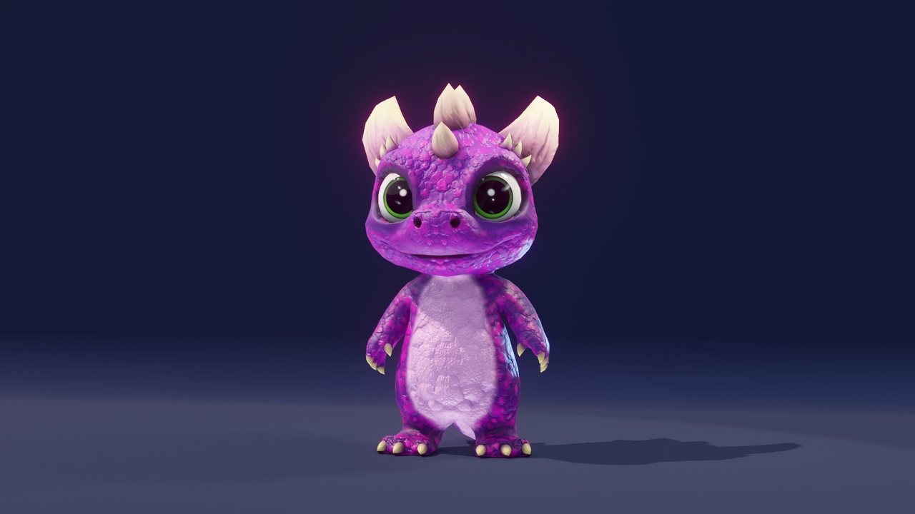 Media 1 for listing Cartoon Purple Dinosaur 3D Model – Animated Character for Unity & Unreal Engine