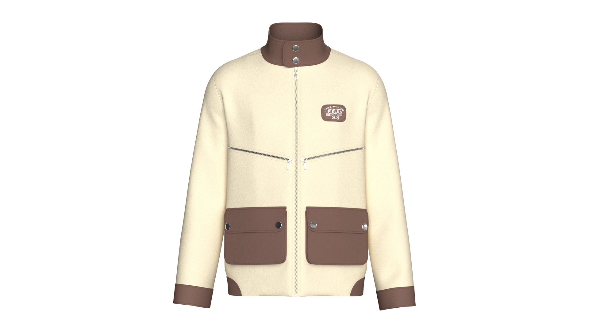 Media 1 for listing Men High Stand Snap Collar Utility Jacket | High Poly