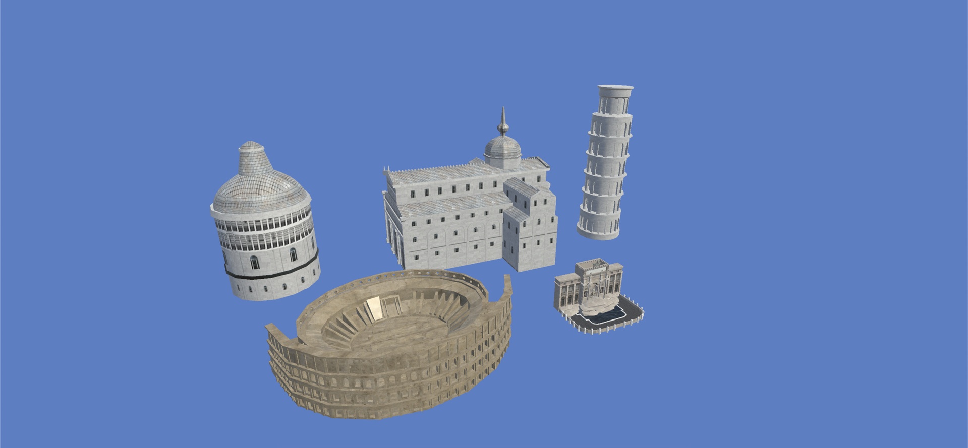 Media 1 for listing Italy Historical Building Pack (Pisa Tower, Colosseum, Fontana Di Trevi)