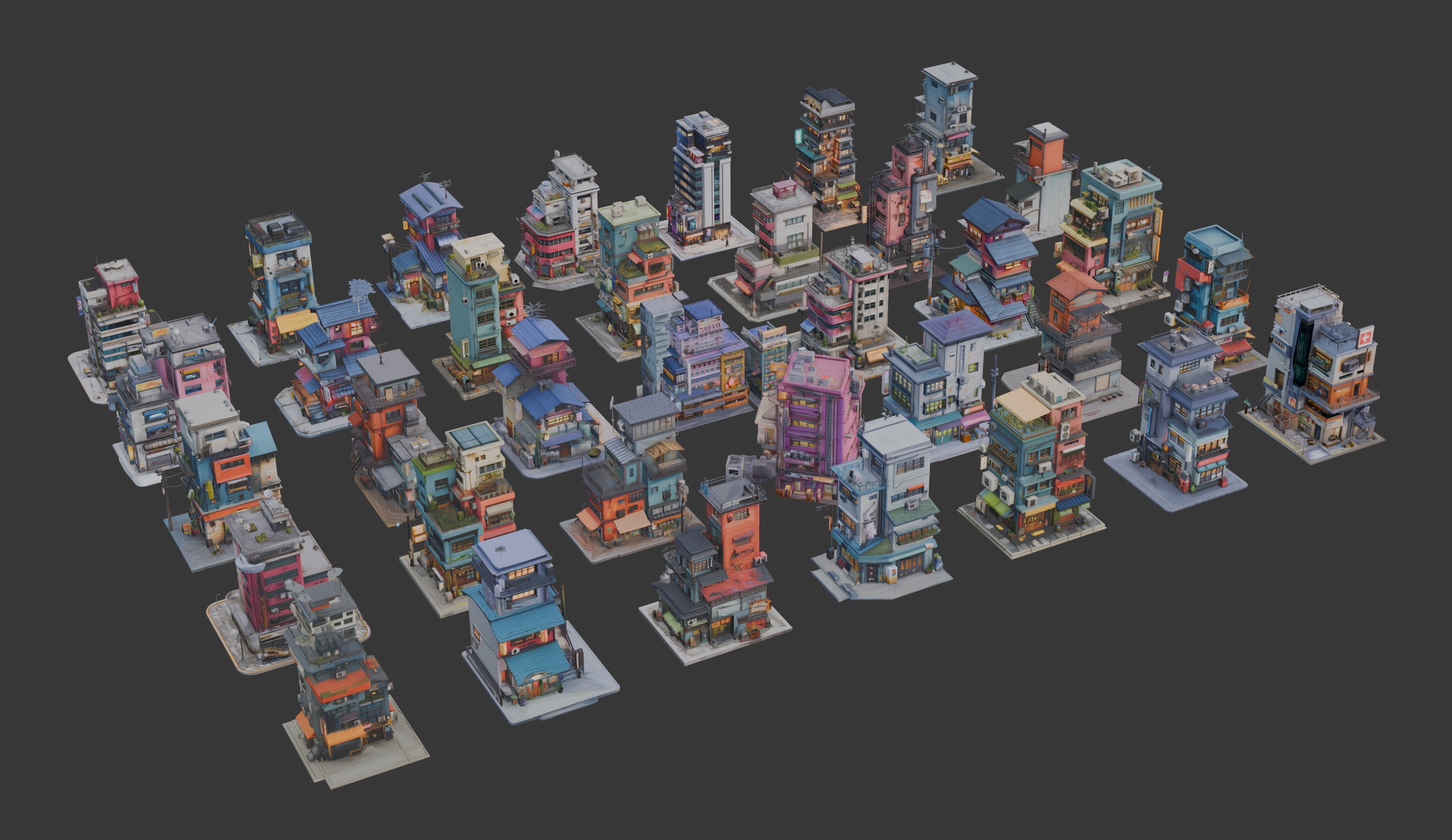 Media 1 for listing Stylized Cyberpunk Architecture Set