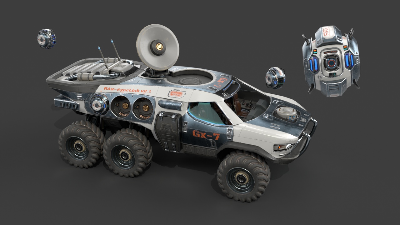 Media 1 for listing GX7 Scout – Modular Sci-Fi Exploration Vehicle with Docking Drone System
