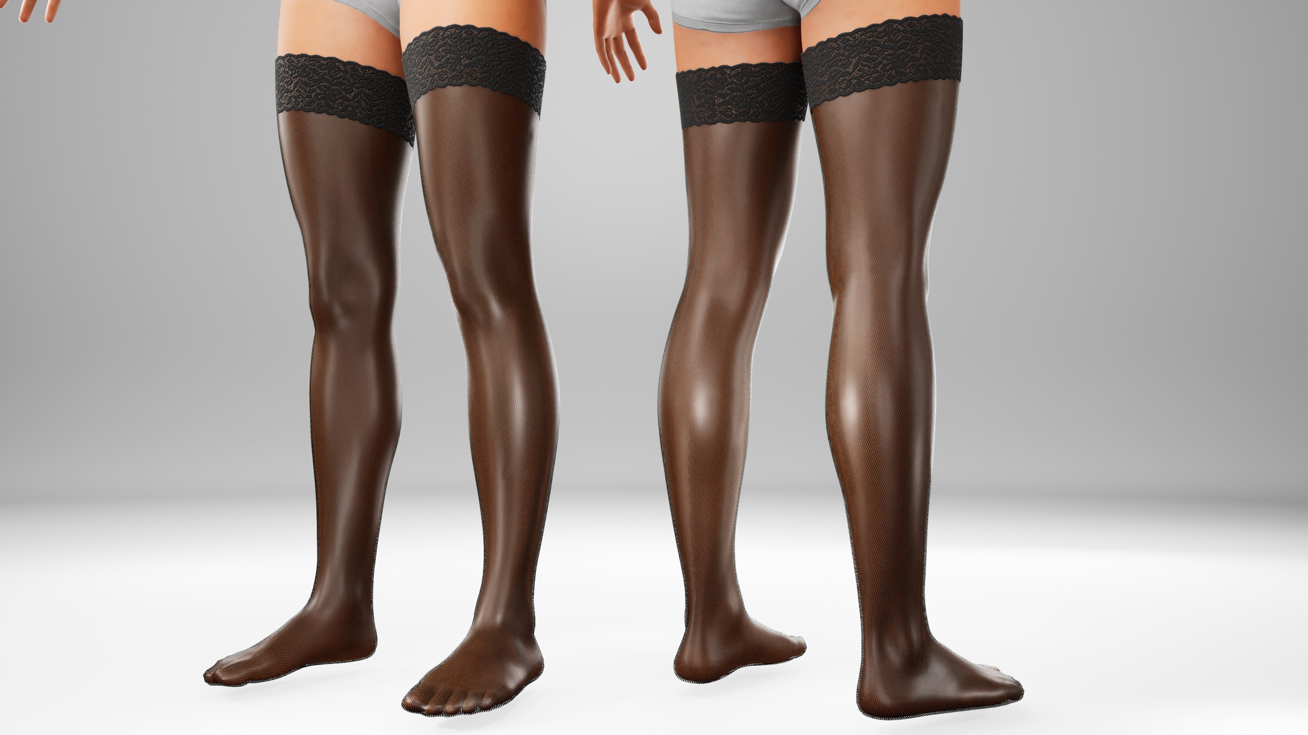 Media 1 for listing Realistic Resizable Sheer Lace-Top Thigh-High Stockings for MetaHuman