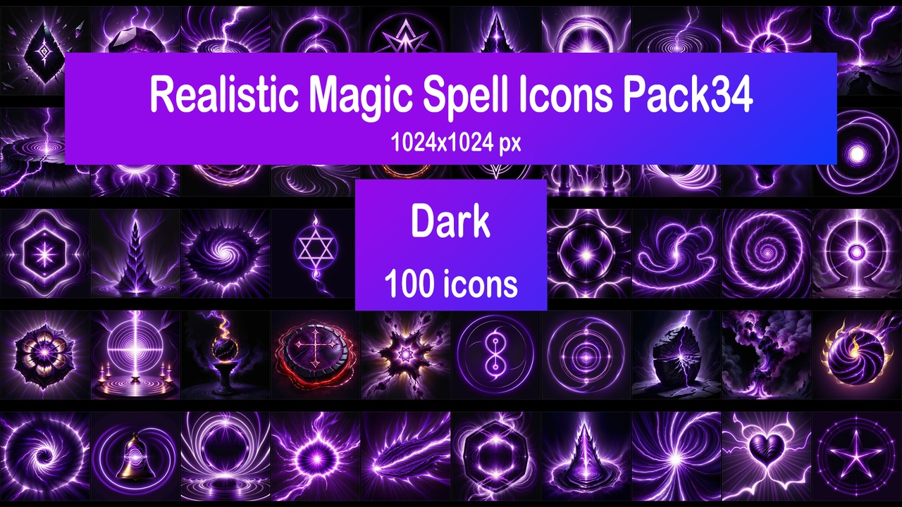 Media 1 for listing Realistic Magic Spell Icons Pack34 - Dark