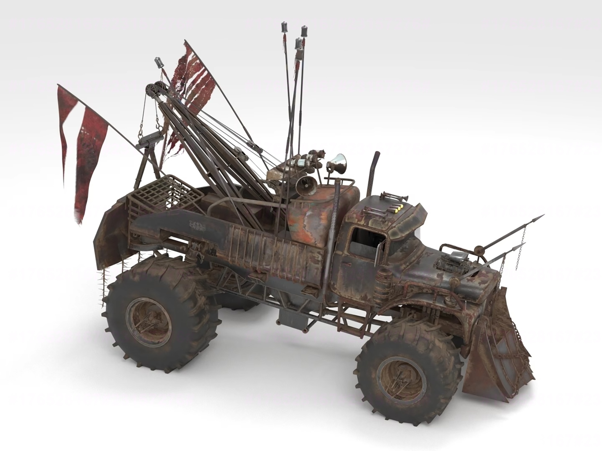 Media 1 for listing Wasteland Monster Tow Truck Modified Vehicle 3D Model