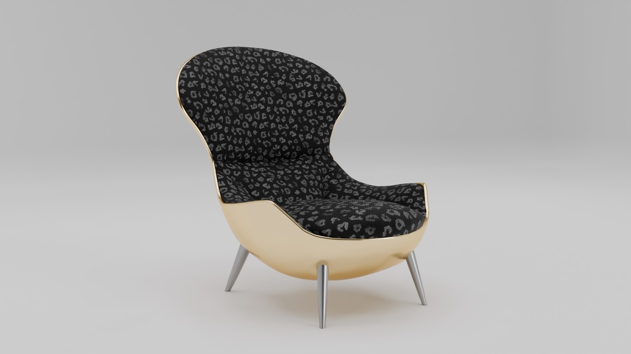Media 1 for listing Curaçao Armchair, gold and animal-printed