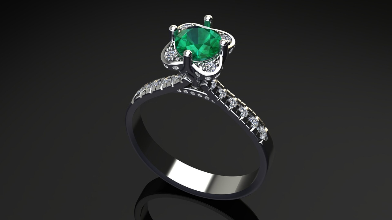 Media 1 for listing Floral Diamond Ring – 3D Printable & Ready for Production