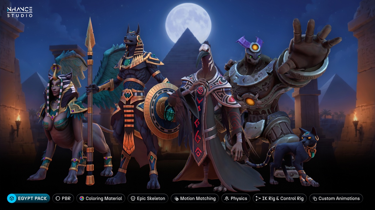Media 1 for listing Stylized Egyptian Fantasy Characters Pack