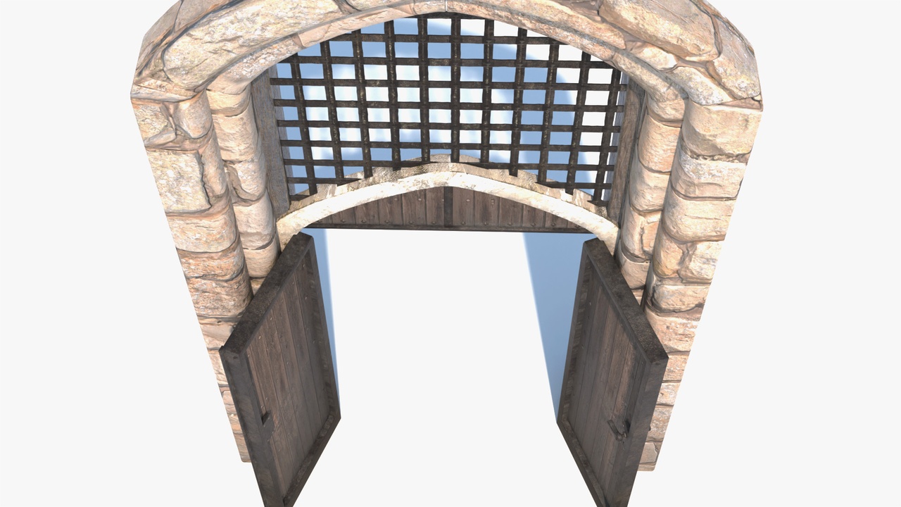 Media 1 for listing Medieval Bailey Gate Stone Arch - Game Asset | PBR | Low-poly |