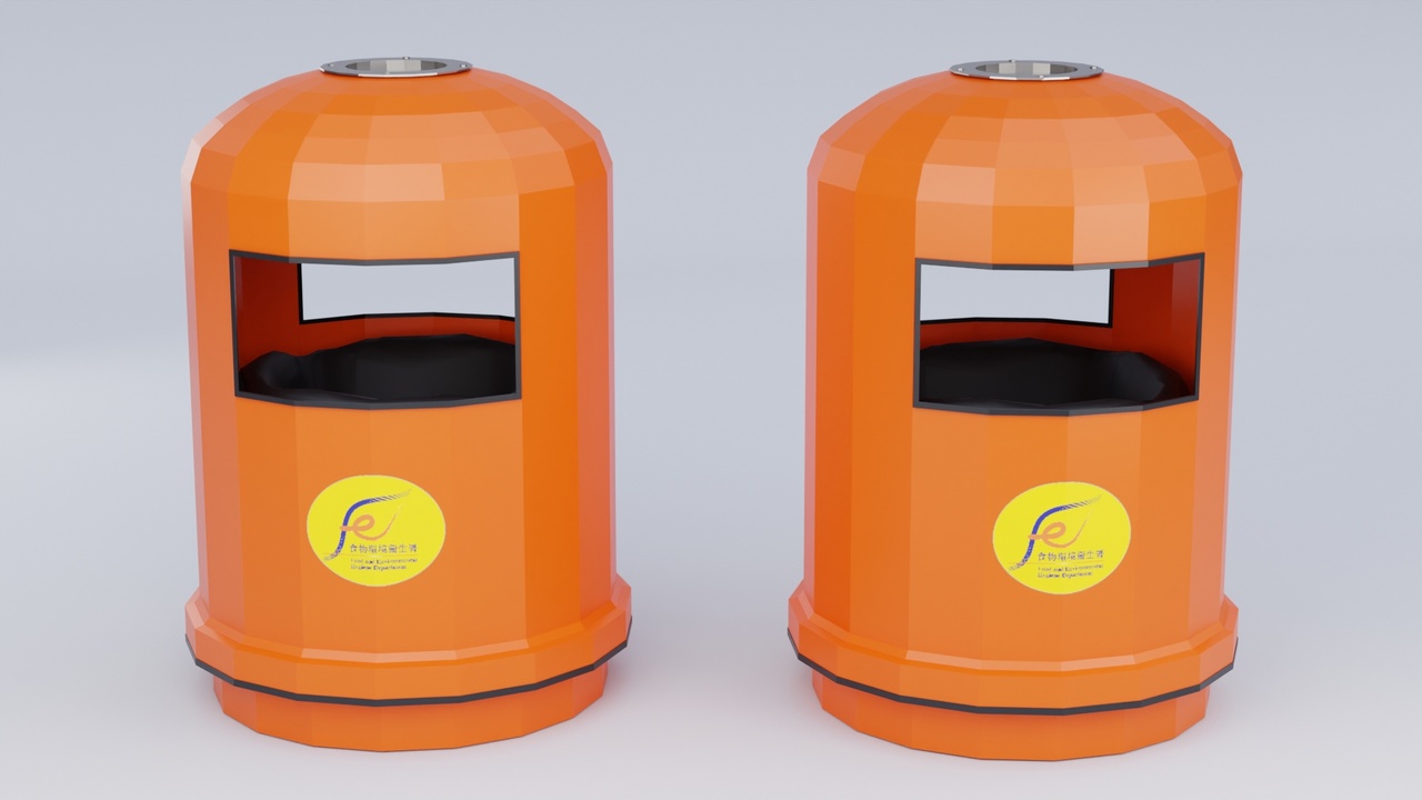 Media 1 for listing Low Poly Hong Kong Orange Trash Bin