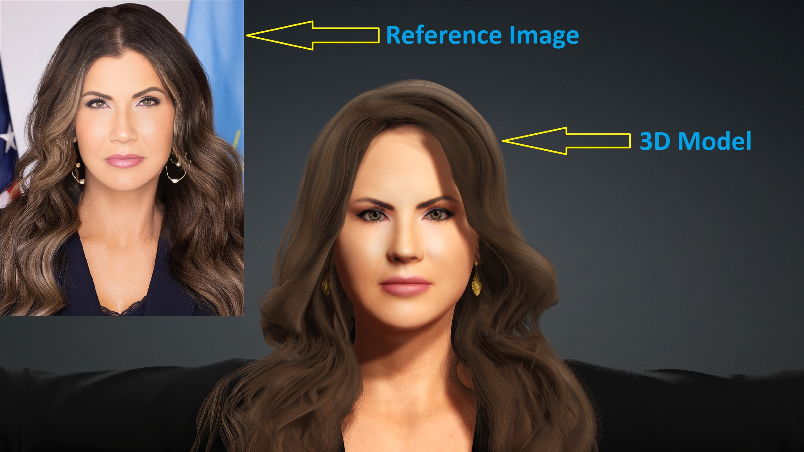Media 1 for listing Kristi Noem Hyper Realistic Full Body Fully Rigged 3D Character
