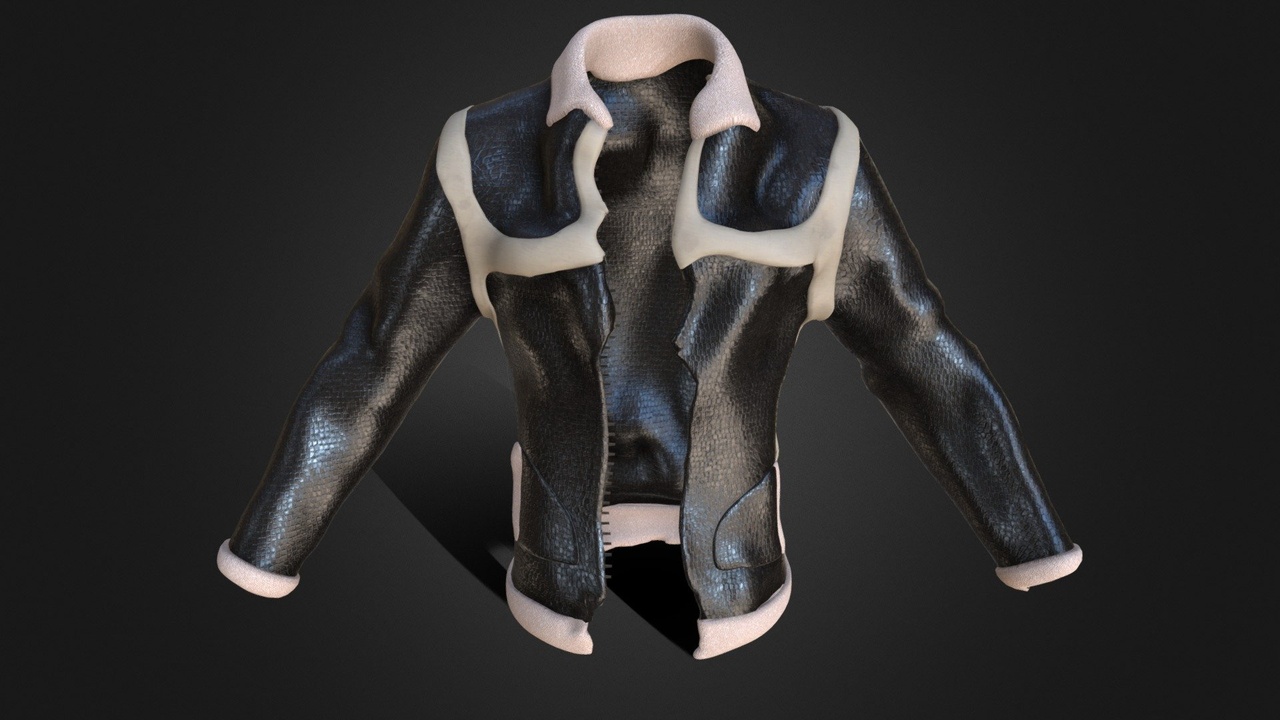 Media 1 for listing Black and White Leather Jacket