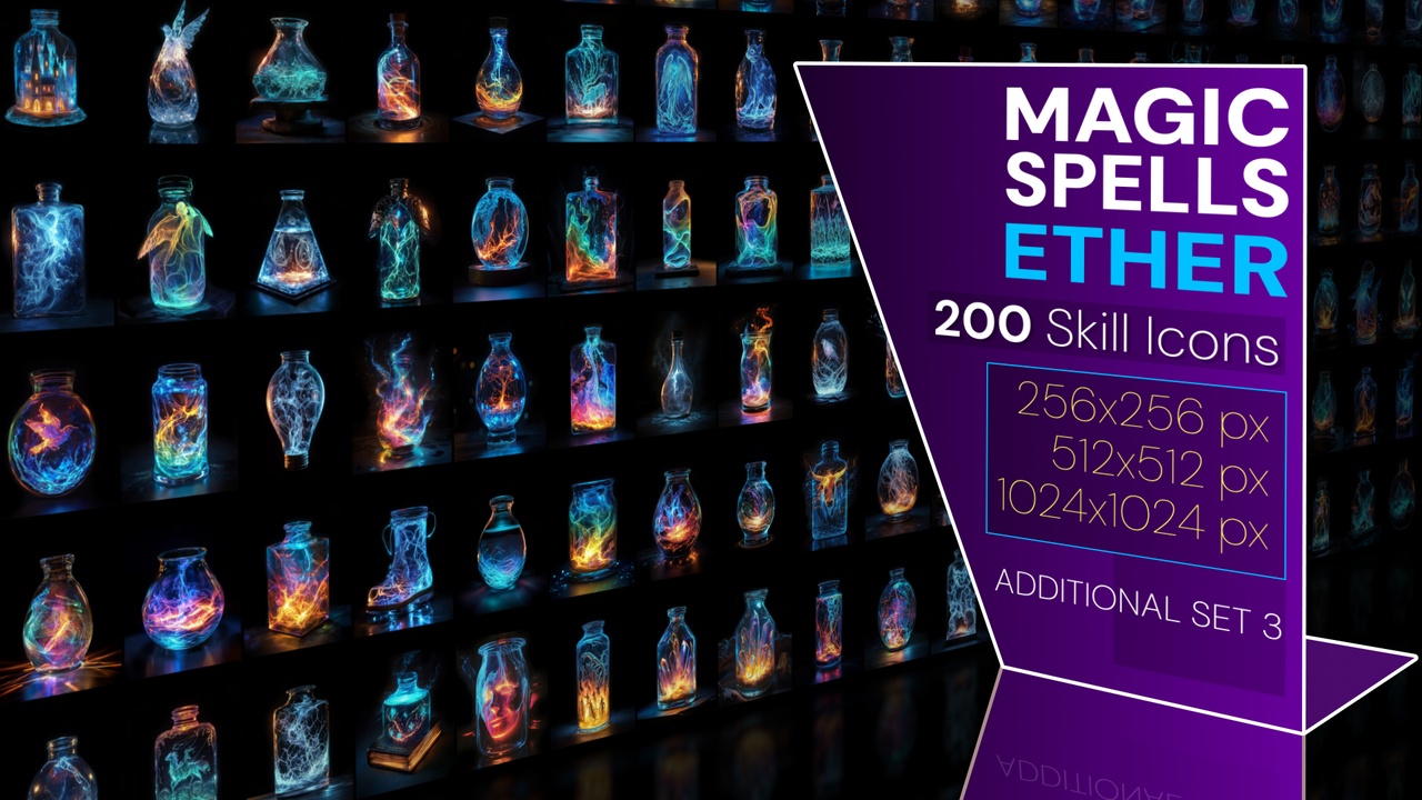 商品 200 additional magical spell icons themed around - Ether. Pack 3 的媒体 1