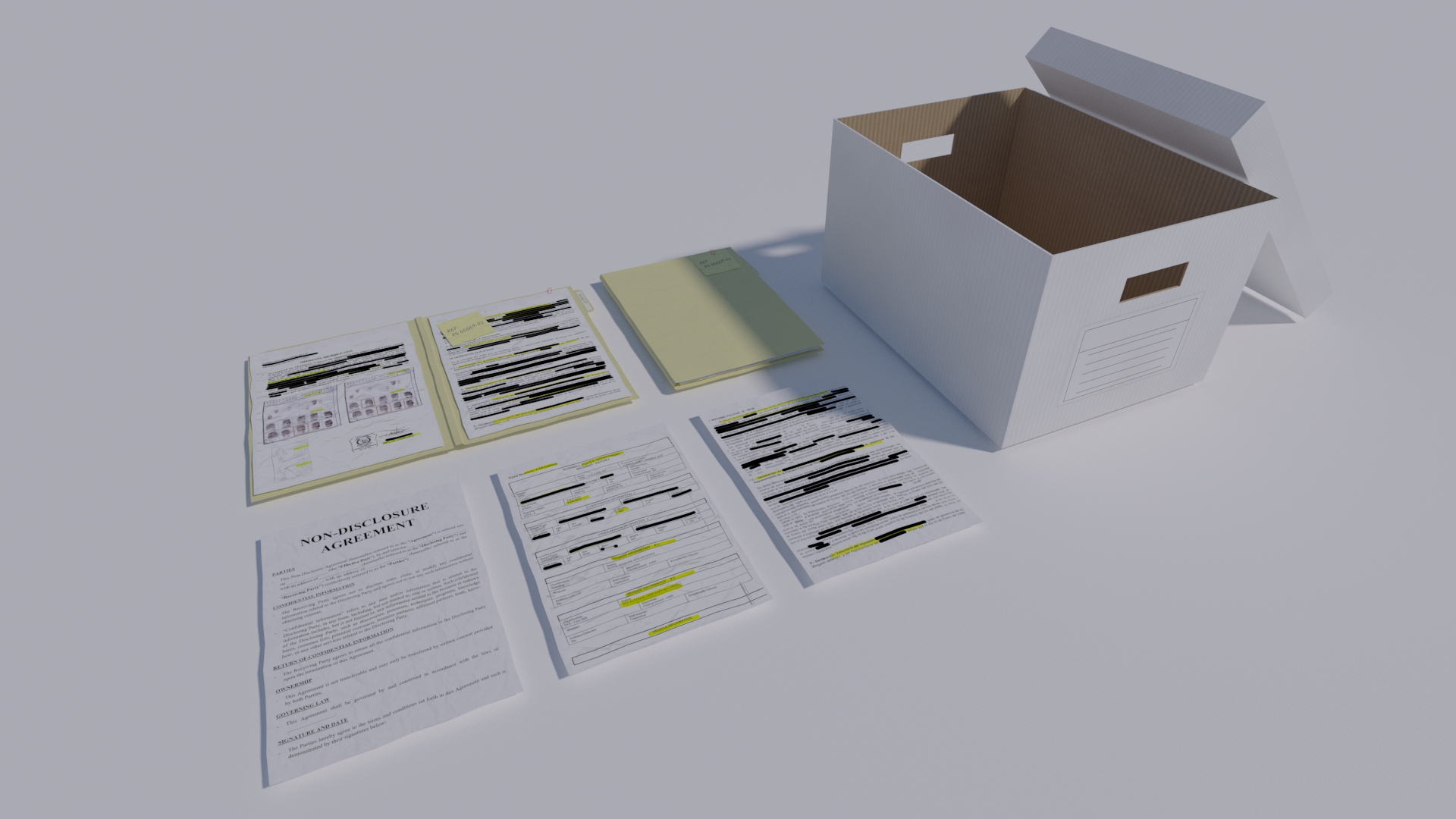 Crime Police Investigation Documents Folders and Cardboard Box | Fab