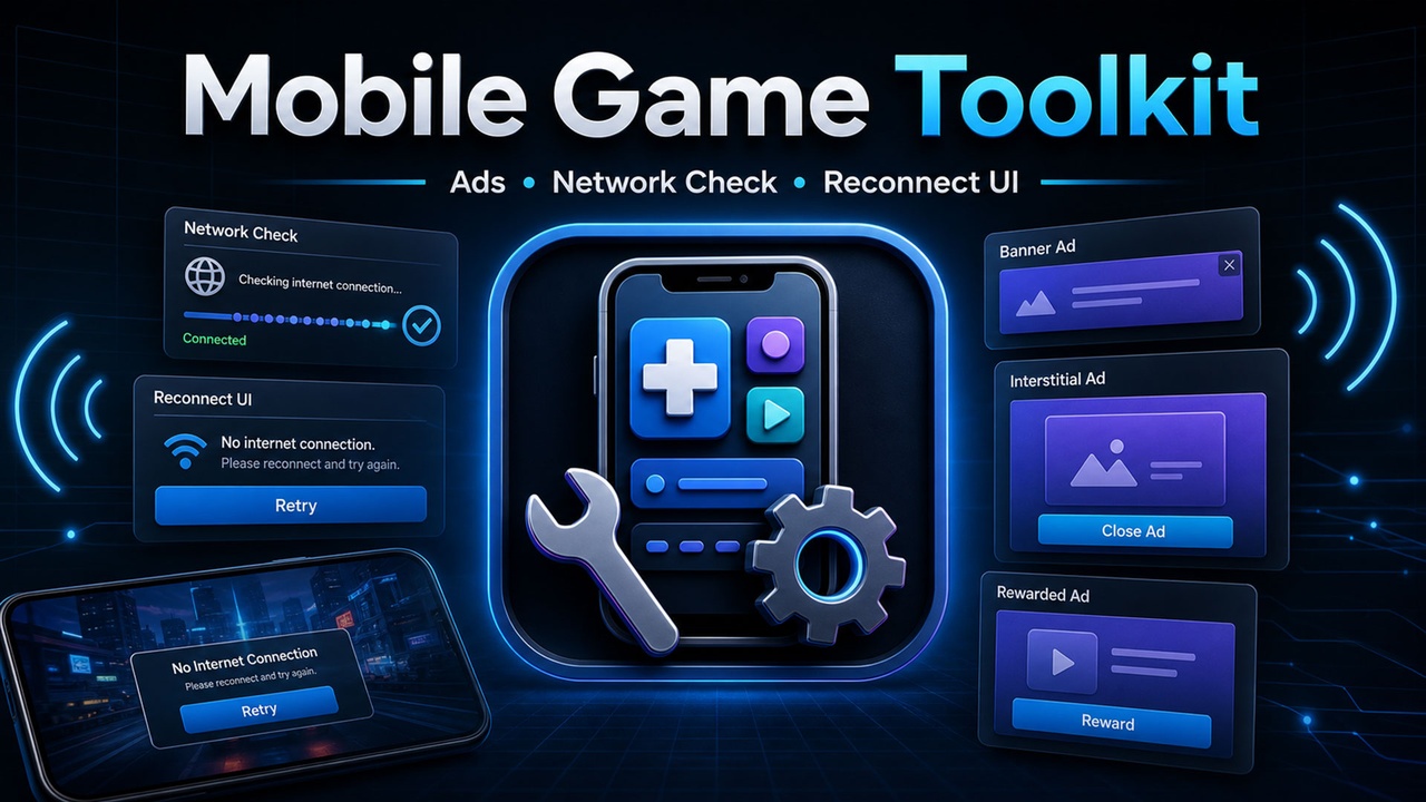 Media 1 for listing Mobile Game Toolkit - AdMob Ads, Network Check - V1