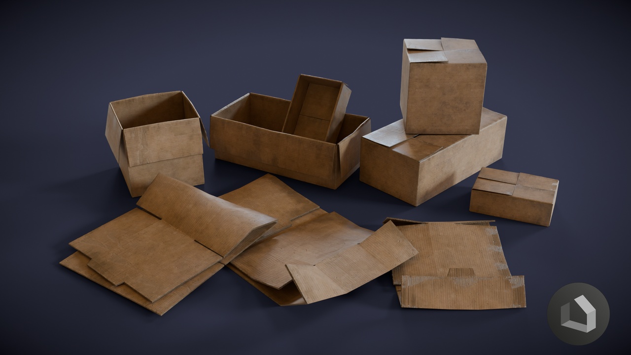 Media 1 for listing Cardboard Boxes | Storage | Game Ready | PBR